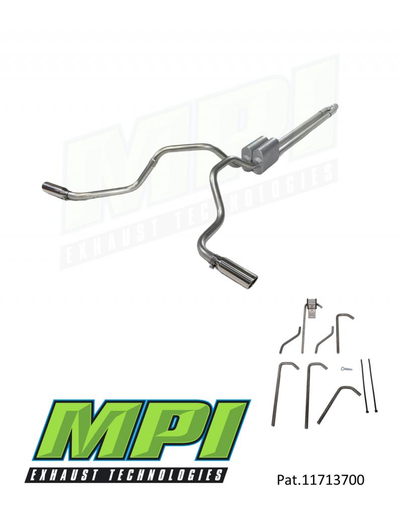 MPI Exhaust Technologies Weld-on Kit w/Mufflers & Polished Bright Chrome Tips - D221-BTTBCM-W